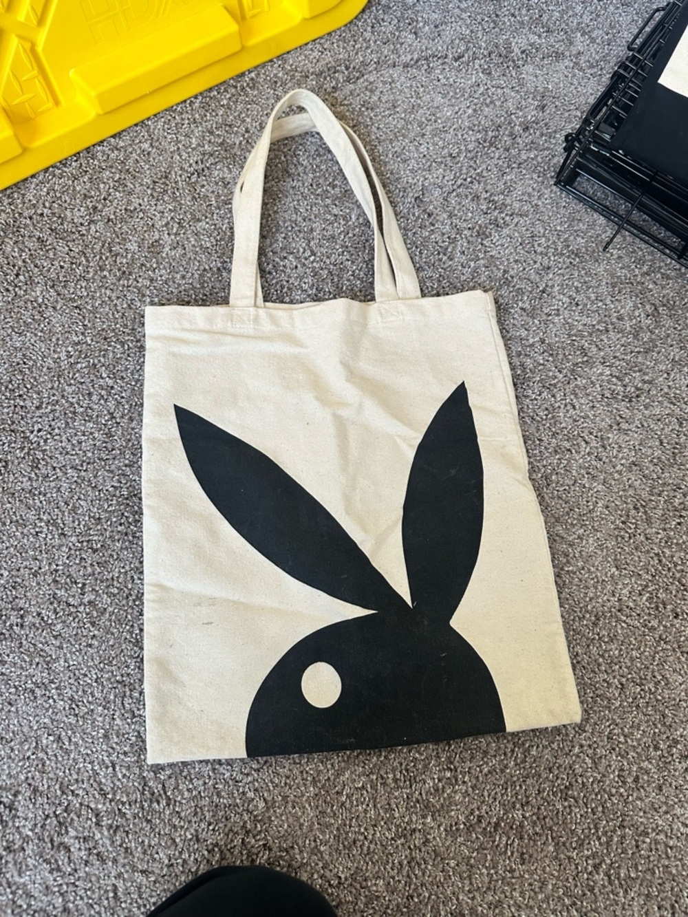 PLAYBOY Cream and Black Canvas Bunny Tote
